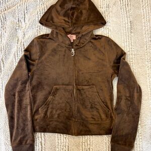 Juicy Couture brown velour zip up hoodie